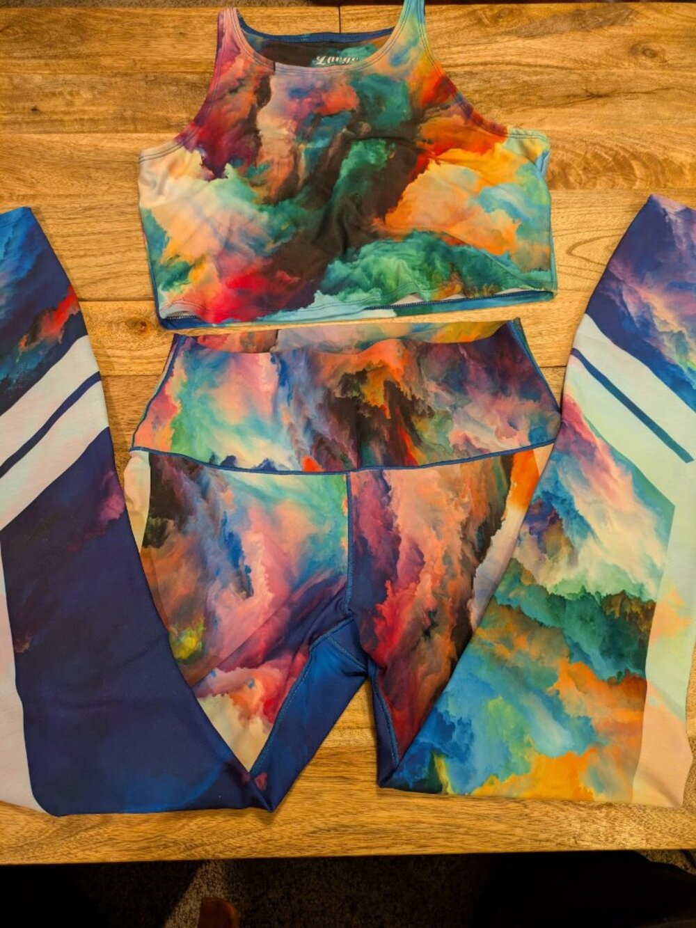 Colorado Threads Watercolor Yoga pants and Crop Top in Large